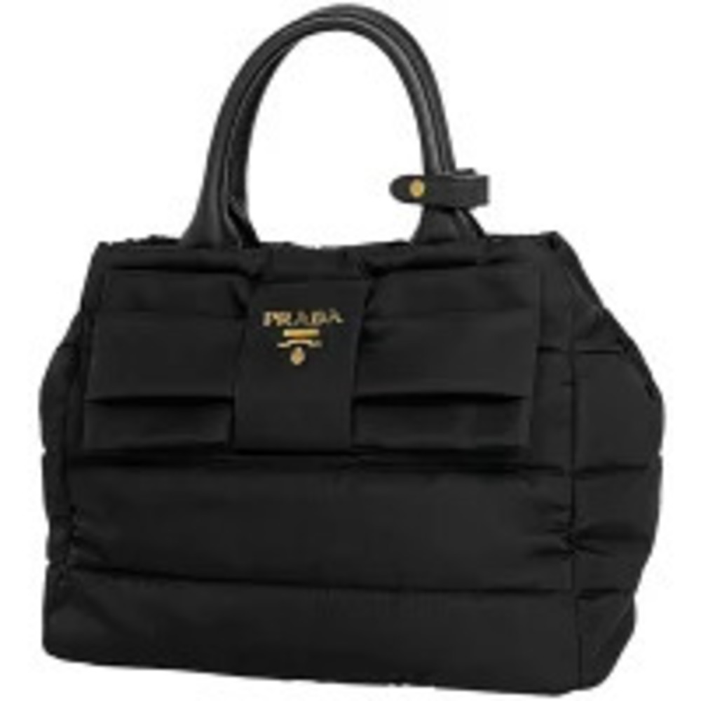 Prada Tessuto bow handbag black quilted prominent bow accent